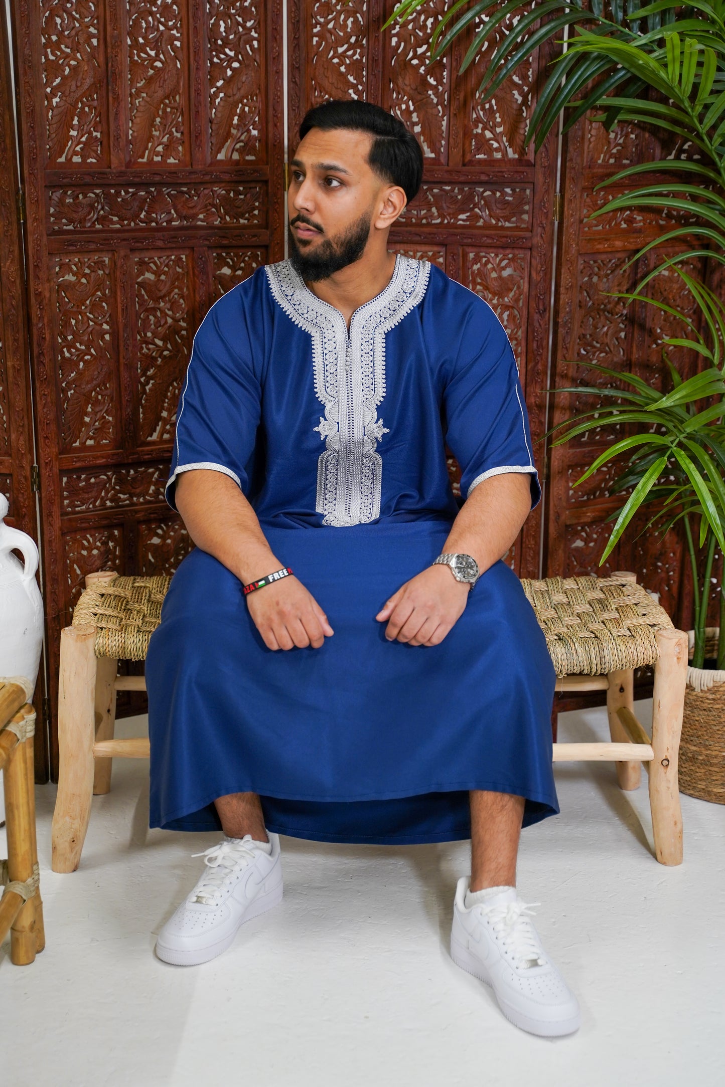 ROYAL BLUE MOROCCAN GANDOURA