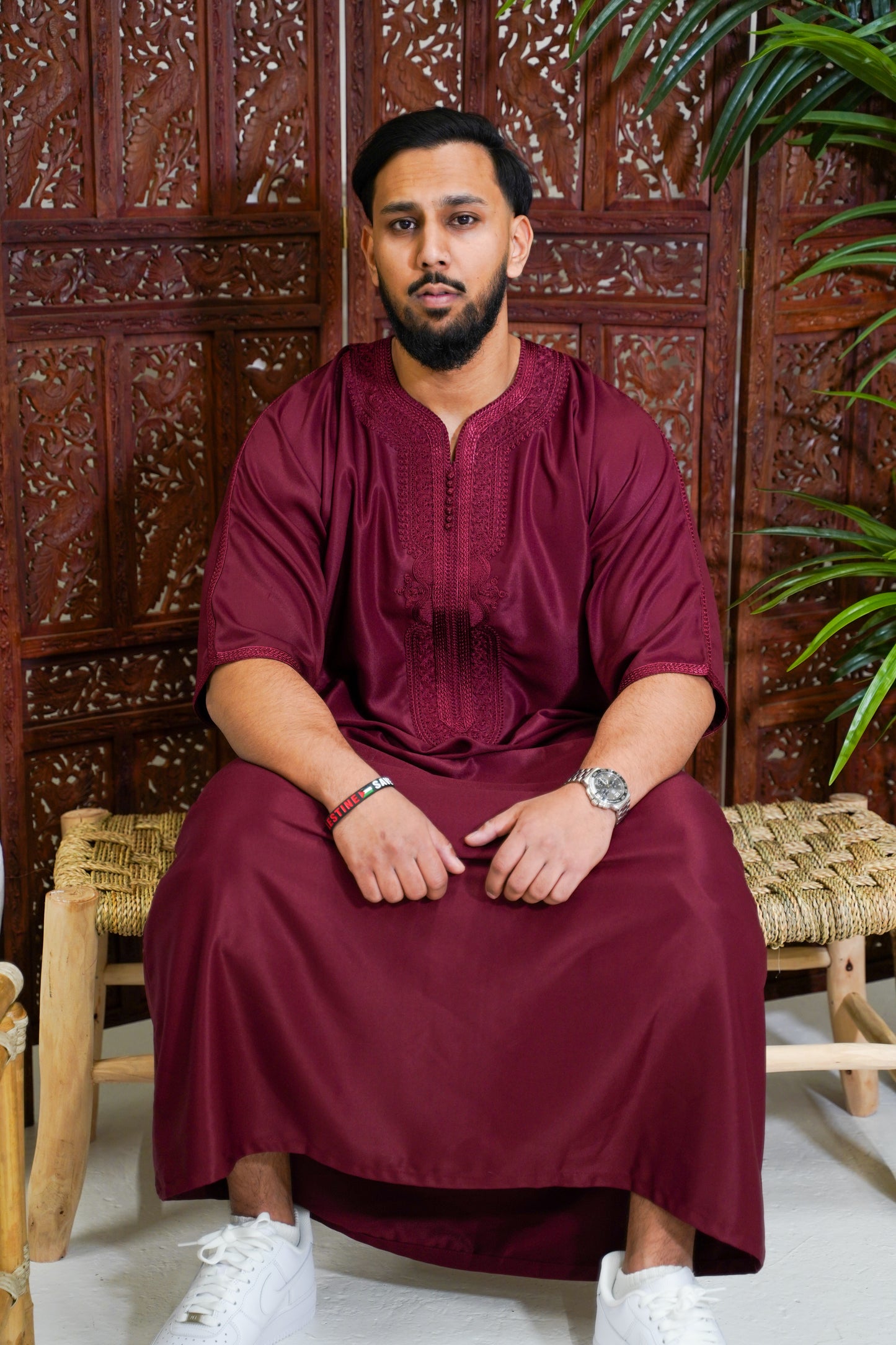 MAROON MOROCCAN GANDOURA
