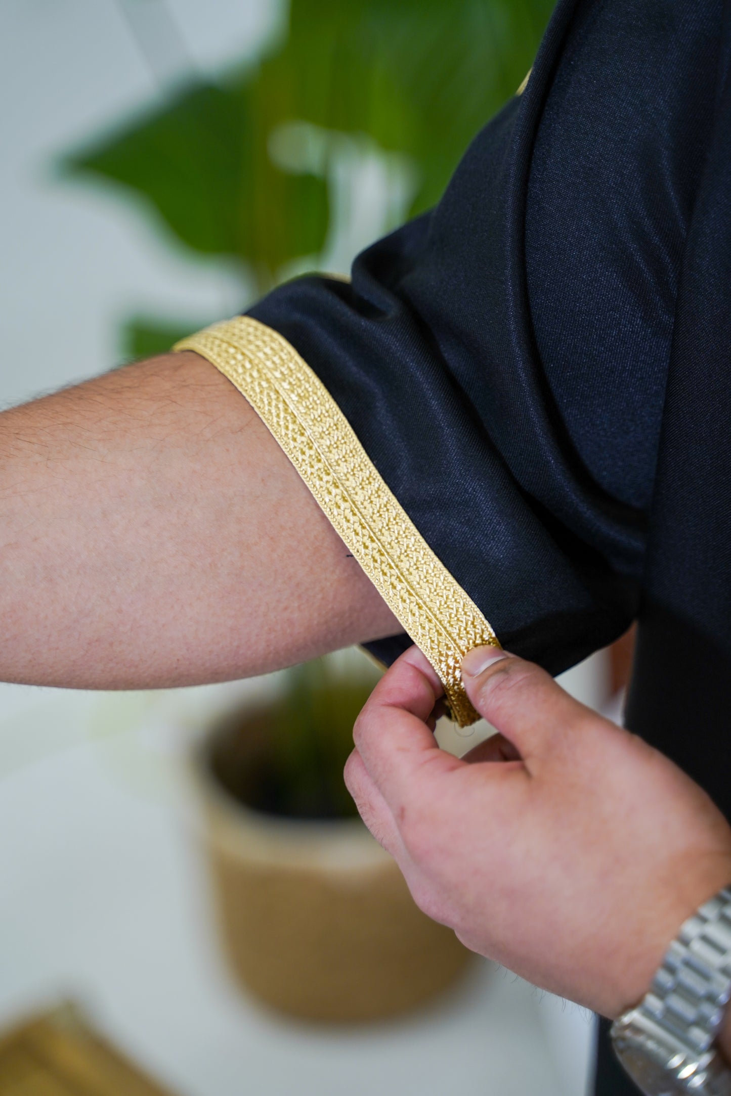 GOLD ON BLACK MOROCCAN GANDOURA