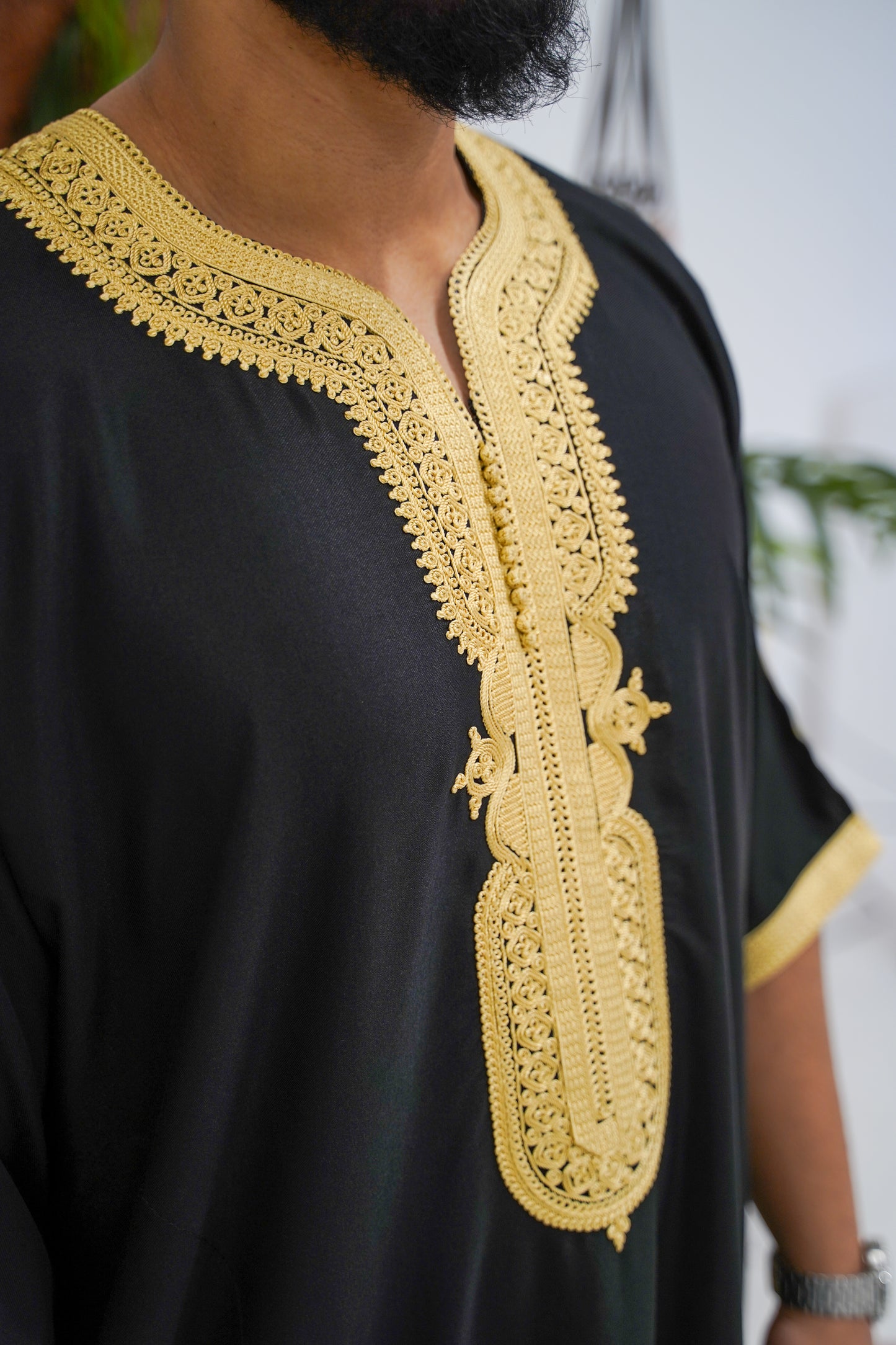 GOLD ON BLACK MOROCCAN GANDOURA