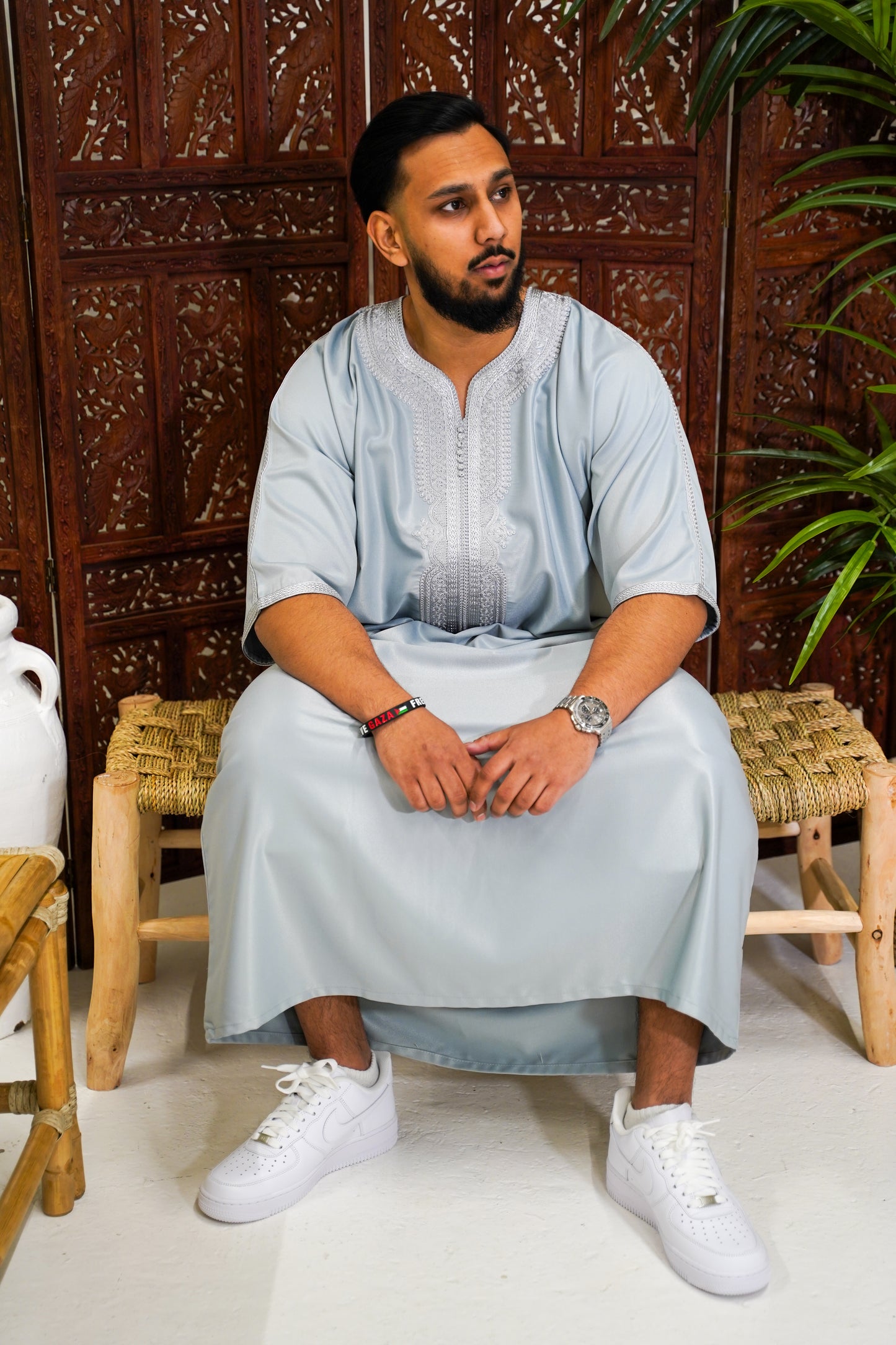 CRYSTAL BLUE MOROCCAN GANDOURA