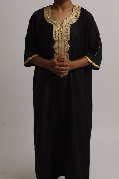 Gold On Black Moroccan Gandoura