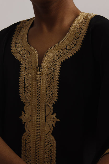 Gold On Black Moroccan Gandoura